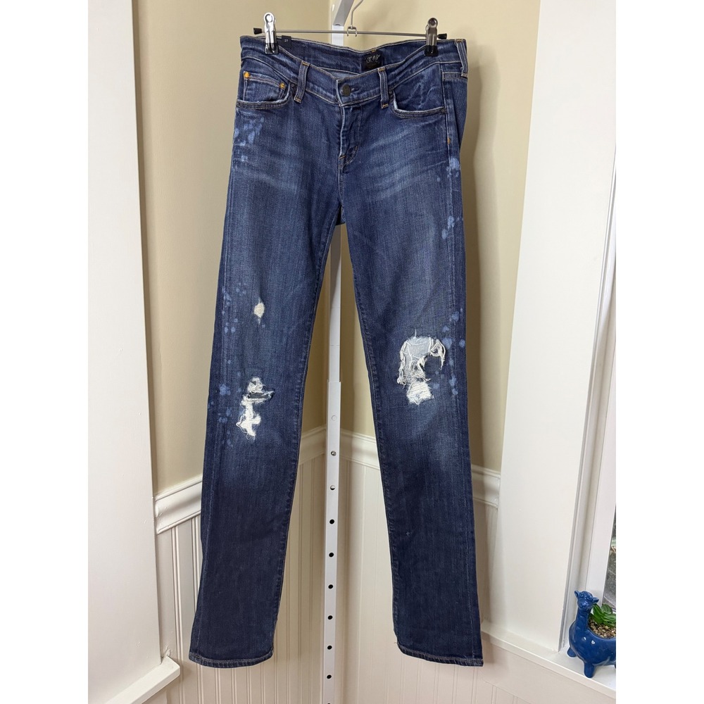 Citizens of Humanity Distressed Bleach Splatter Ava Straight Jeans 27